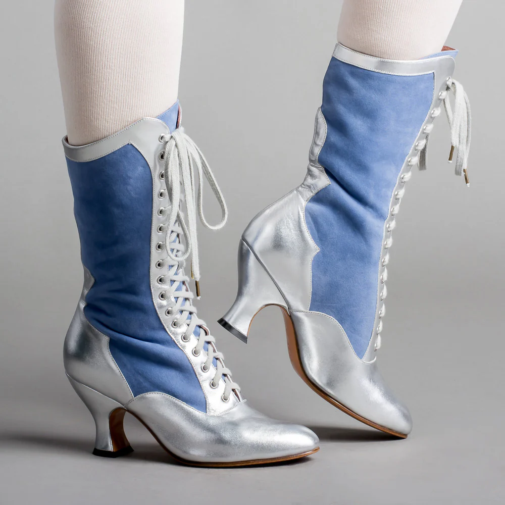 Star Princess Camille Edwardian Boots (Silver/Blue) - Image 4