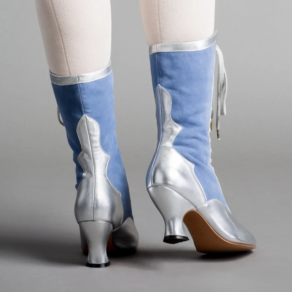 Star Princess Camille Edwardian Boots (Silver/Blue) - Image 5