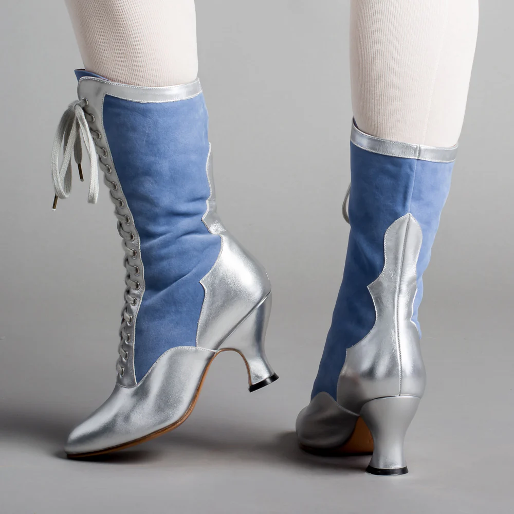 Star Princess Camille Edwardian Boots (Silver/Blue) - Image 6