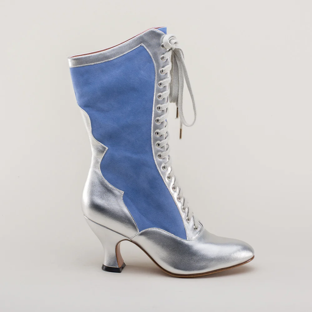 Star Princess Camille Edwardian Boots (Silver/Blue) - Image 7