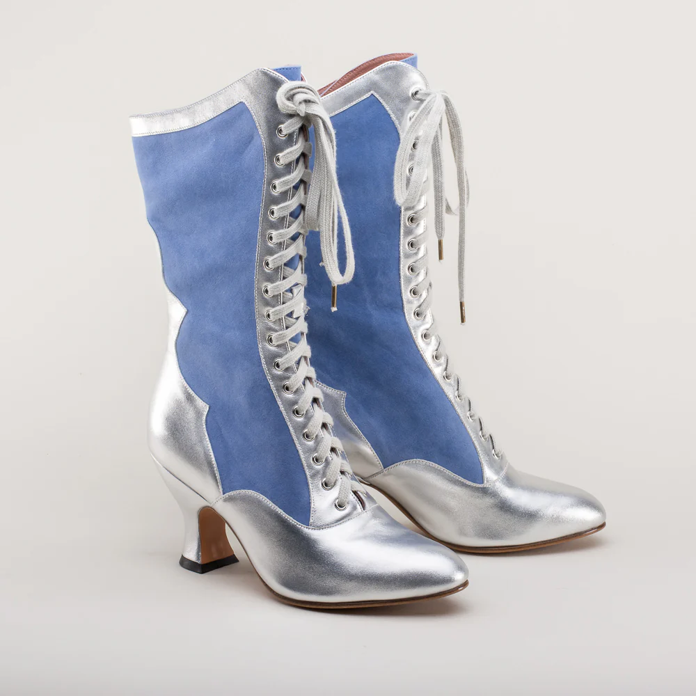 Star Princess Camille Edwardian Boots (Silver/Blue) - Image 8