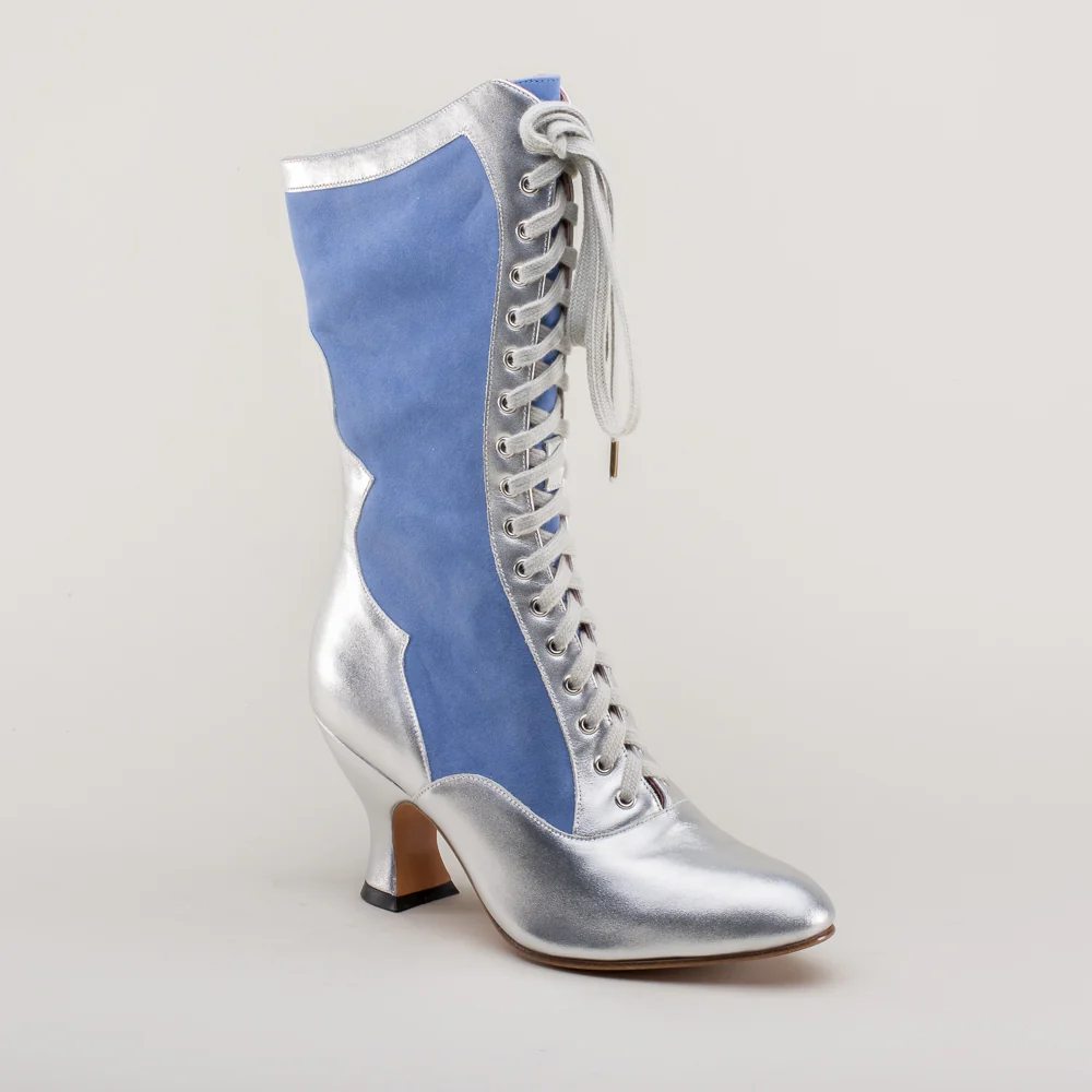 Star Princess Camille Edwardian Boots (Silver/Blue) - Image 9