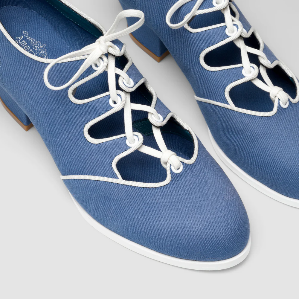 Clementine Vintage Ghillie Shoes (Denim/Ivory) - Image 5