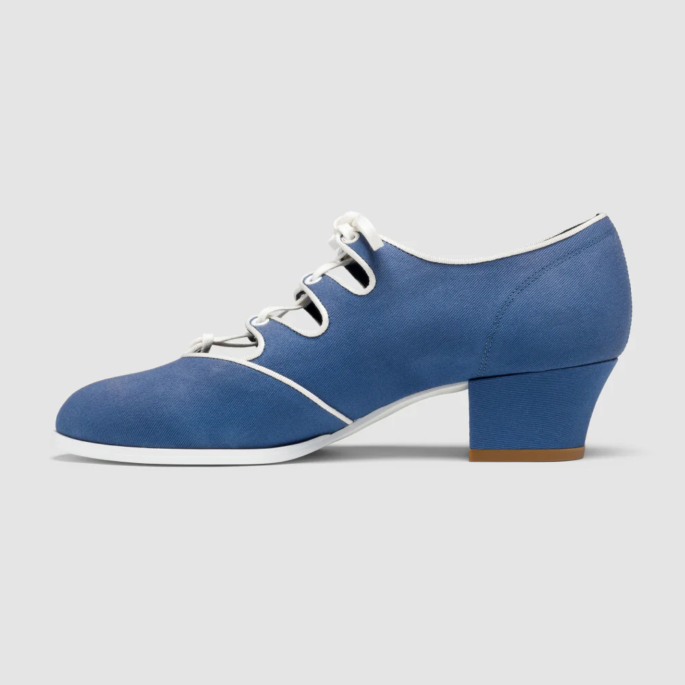 Clementine Vintage Ghillie Shoes Wide (Denim/Ivory) - Image 3