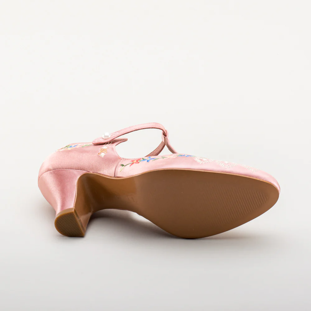 Daisy Embroidered T-Straps (Pink) - Image 13