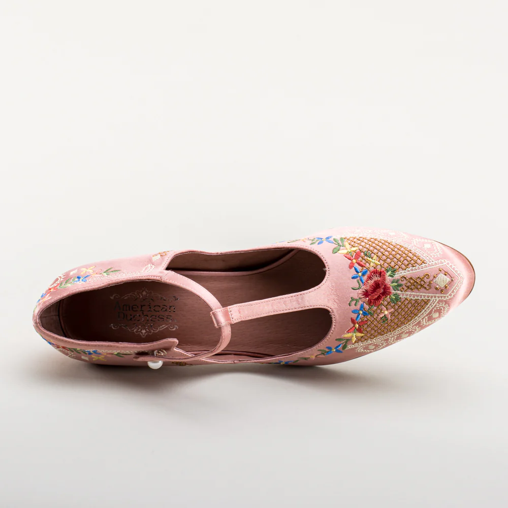 Daisy Embroidered T-Straps (Pink) - Image 14