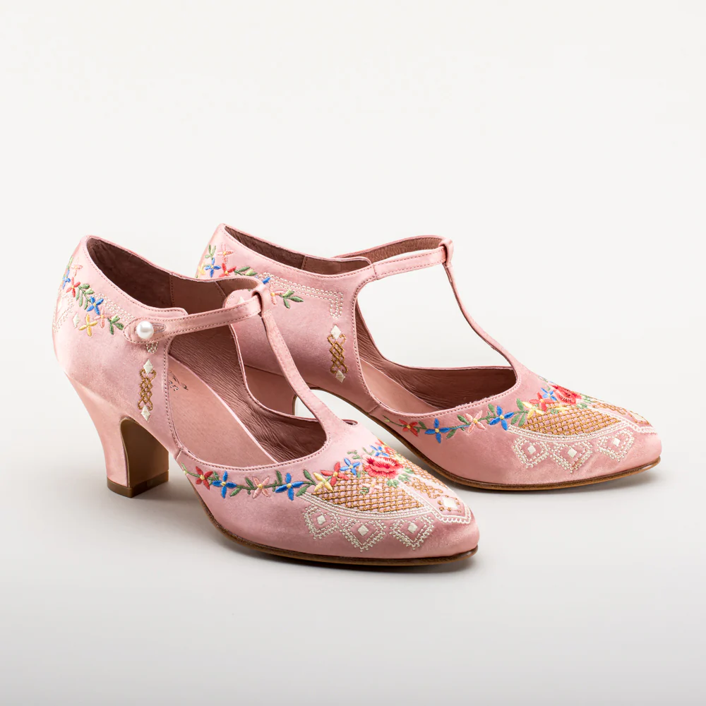 Daisy Embroidered T-Straps (Pink) - Image 4