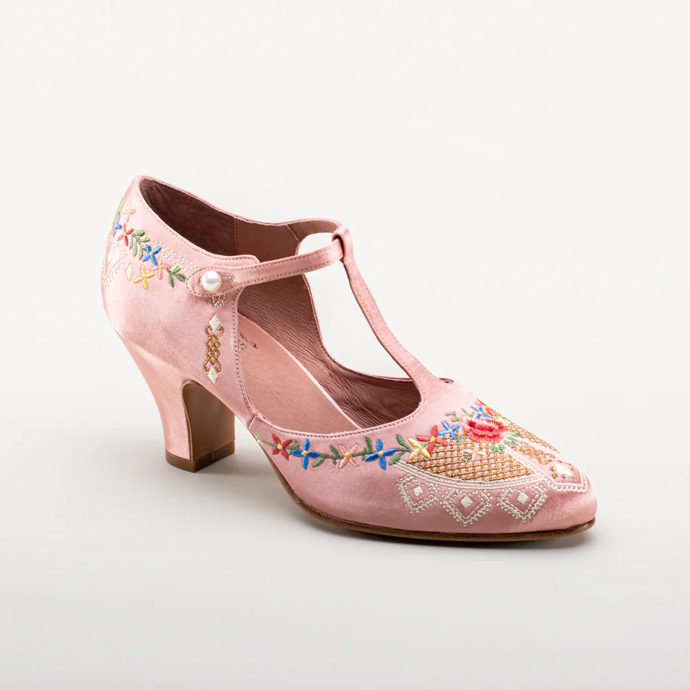 Daisy Embroidered T-Straps (Pink) - Image 5
