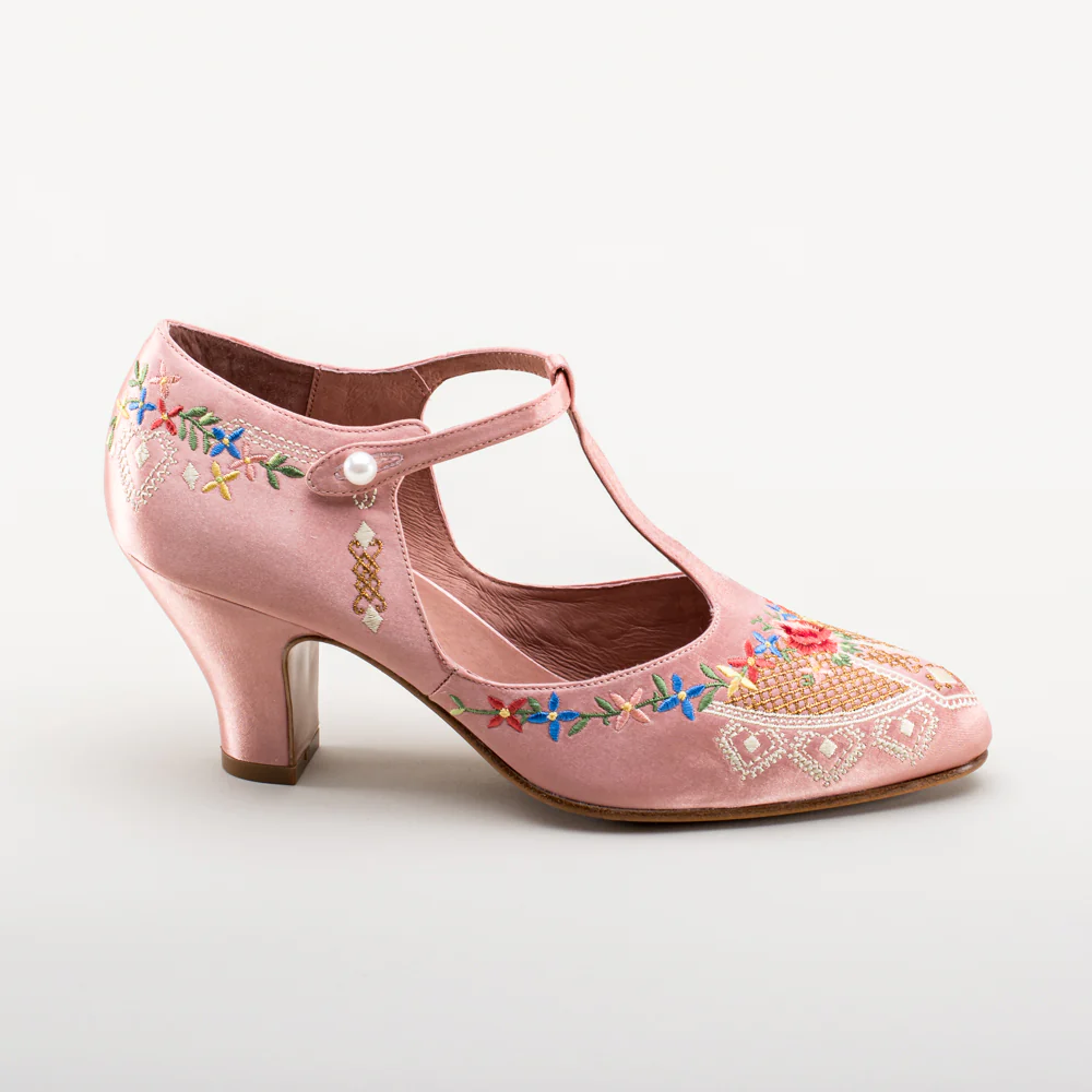 Daisy Embroidered T-Straps (Pink) - Image 6