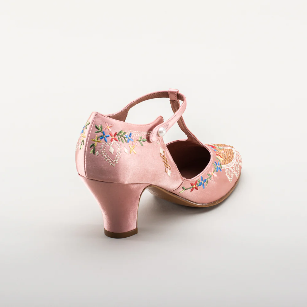 Daisy Embroidered T-Straps (Pink) - Image 7