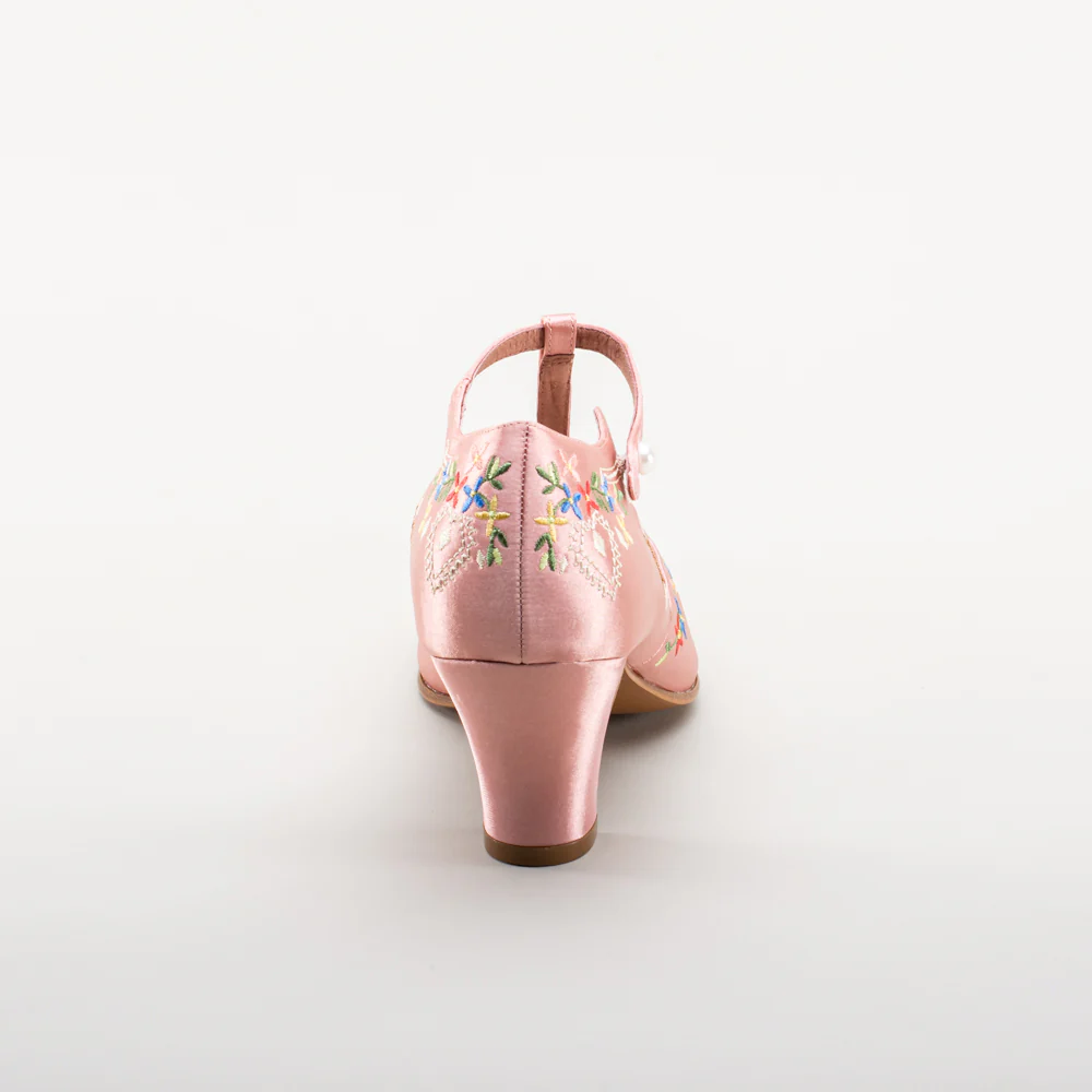Daisy Embroidered T-Straps (Pink) - Image 8