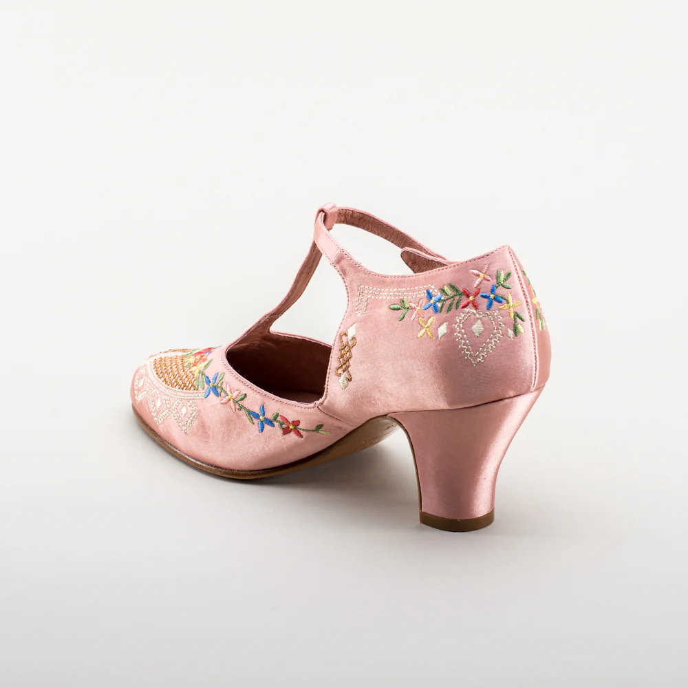 Daisy Embroidered T-Straps (Pink) - Image 9