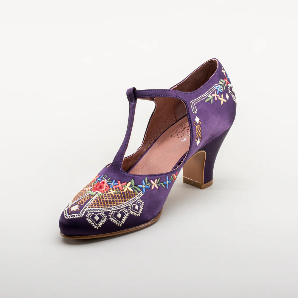 Daisy Embroidered T-Straps (Purple) - Image 11