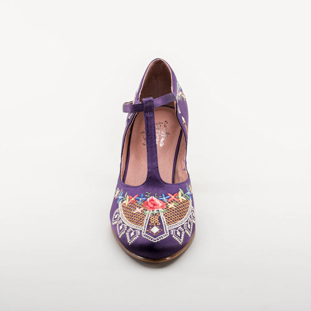 Daisy Embroidered T-Straps (Purple) - Image 12