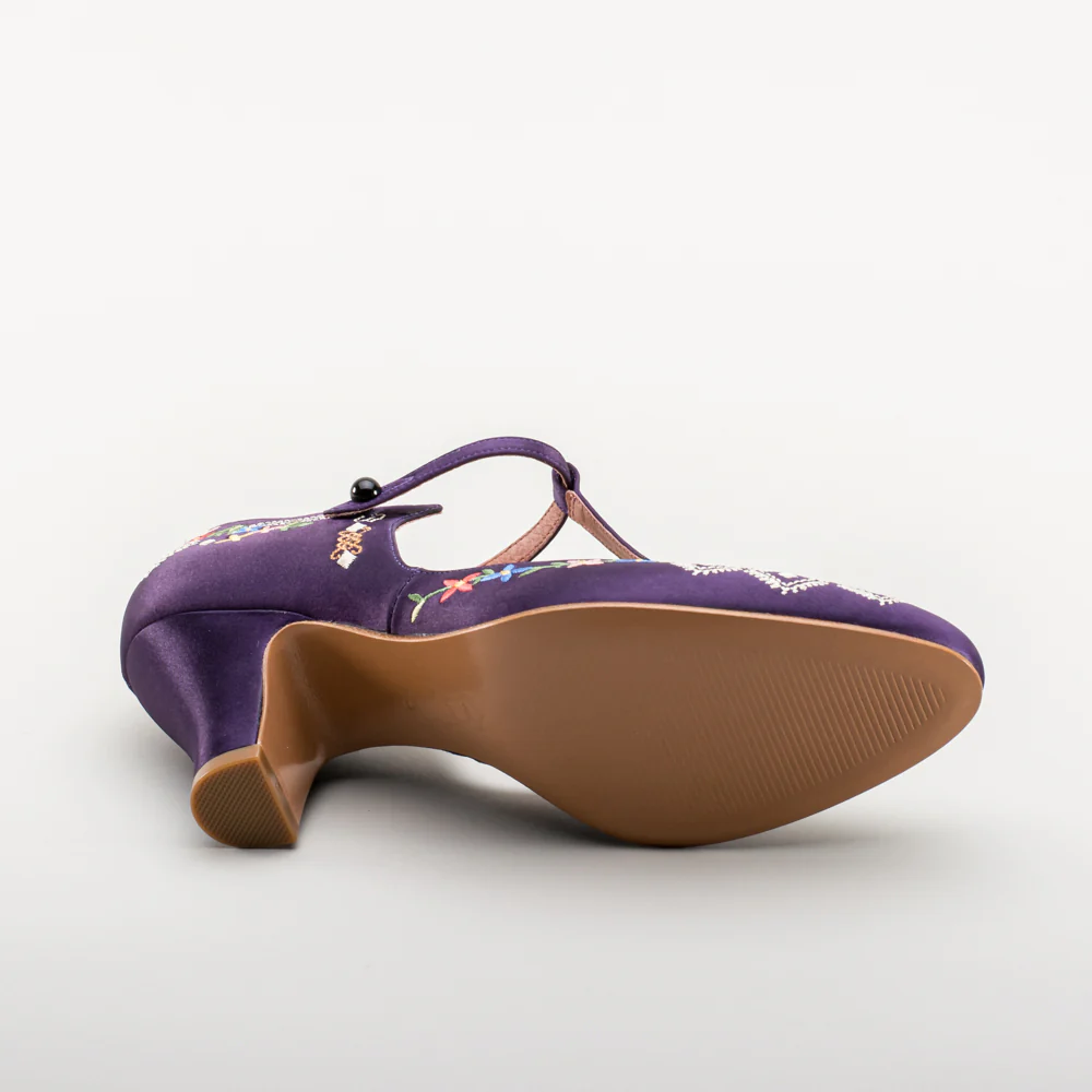 Daisy Embroidered T-Straps (Purple) - Image 13