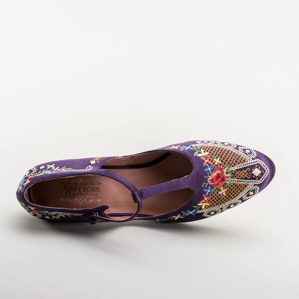 Daisy Embroidered T-Straps (Purple) - Image 14