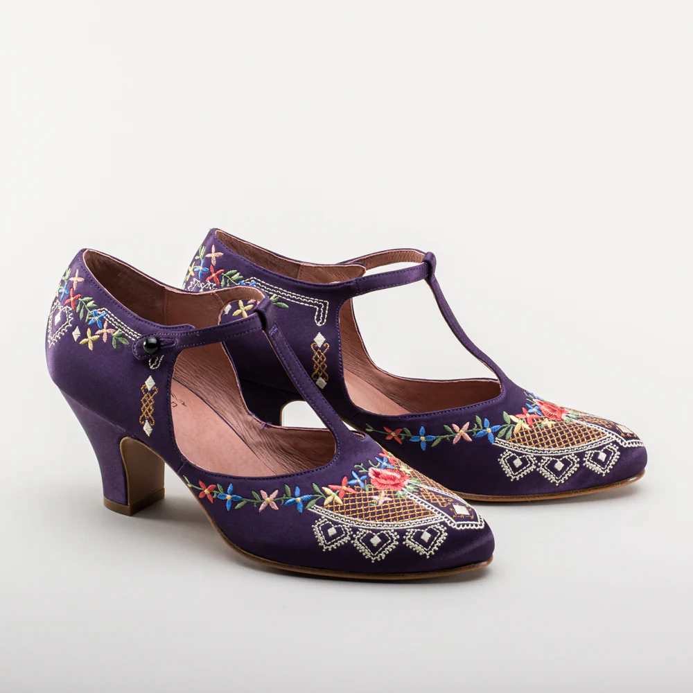 Daisy Embroidered T-Straps (Purple) - Image 4