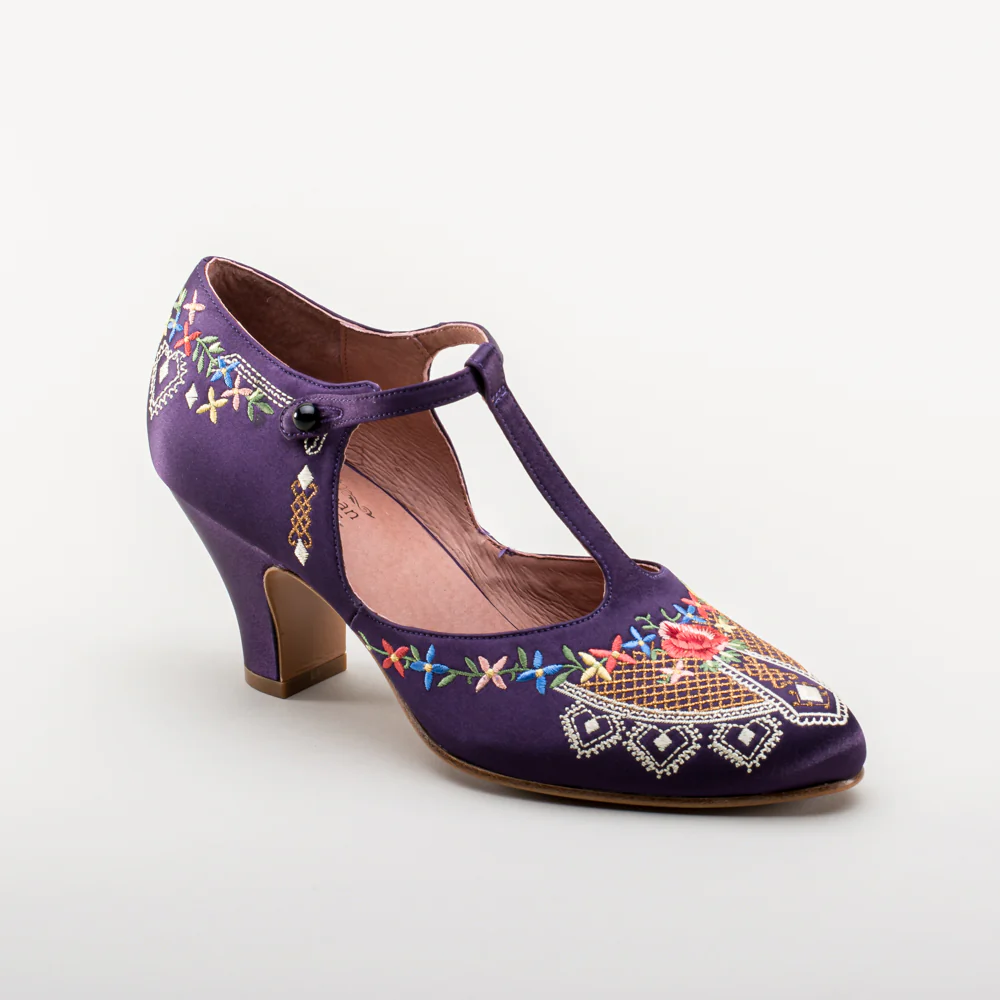 Daisy Embroidered T-Straps (Purple) - Image 5