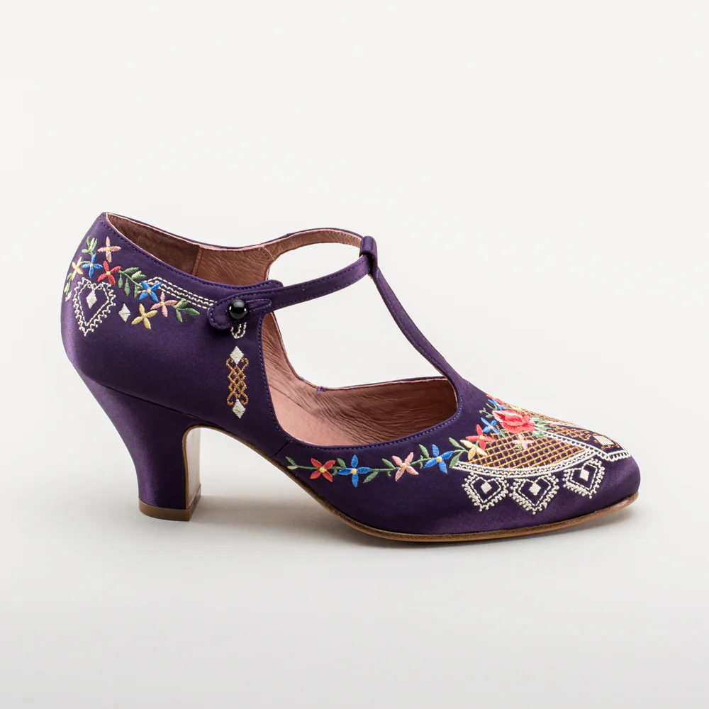 Daisy Embroidered T-Straps (Purple) - Image 6