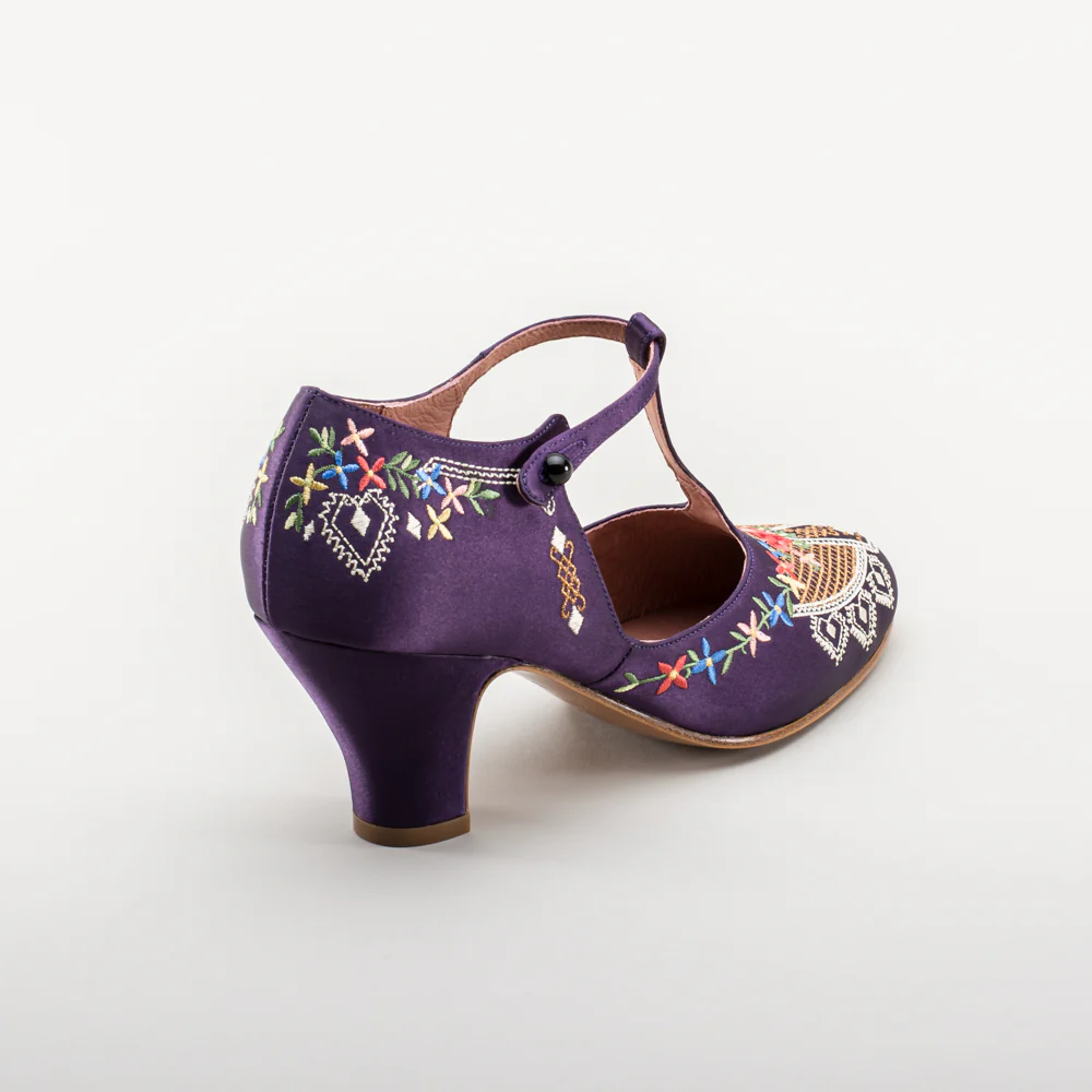 Daisy Embroidered T-Straps (Purple) - Image 7