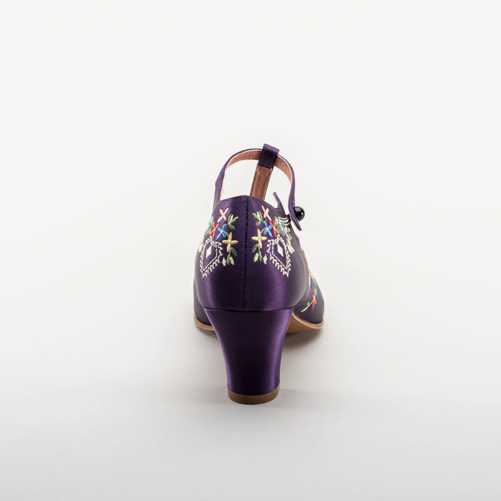 Daisy Embroidered T-Straps (Purple) - Image 8