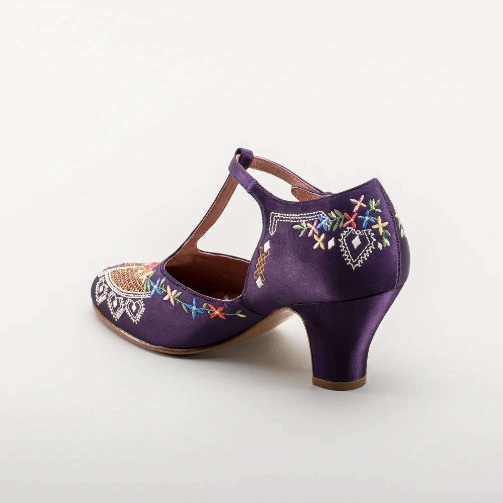 Daisy Embroidered T-Straps (Purple) - Image 9