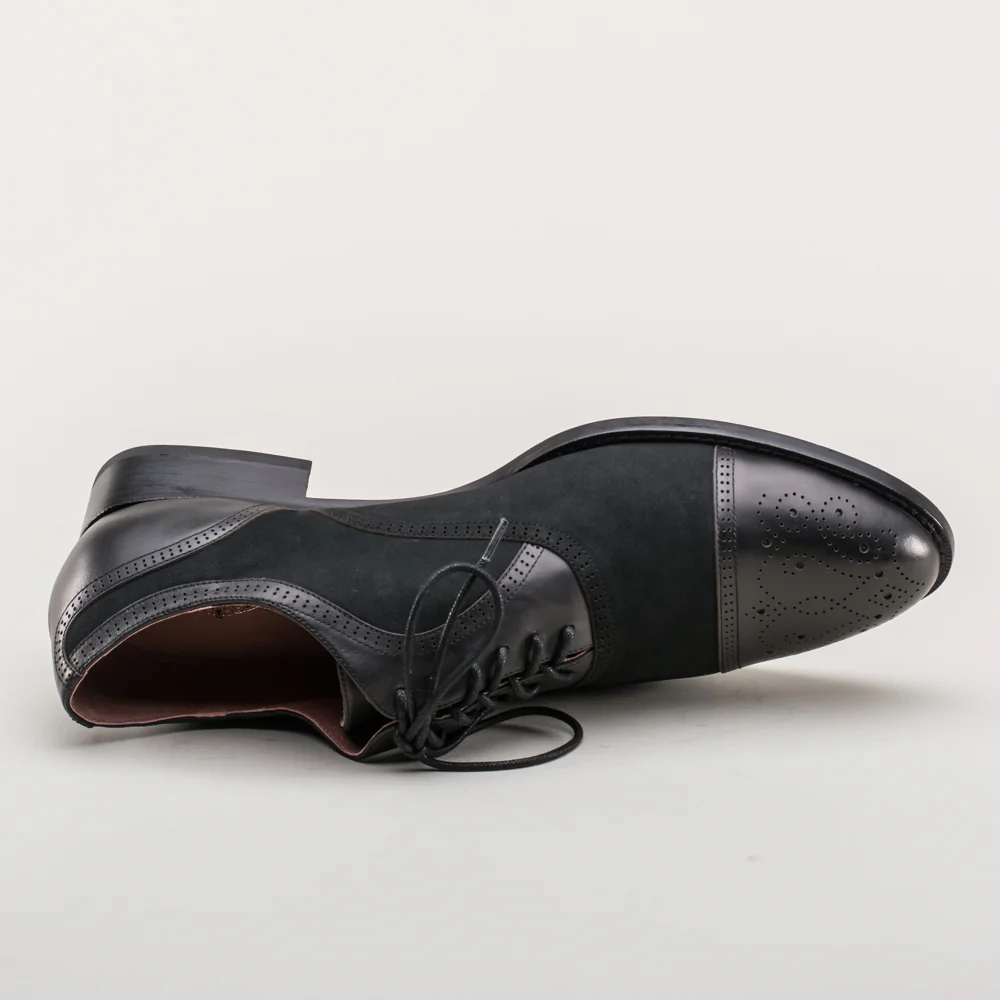 Dandy Men's Vintage Cap Toe Oxfords (Black) - Image 11