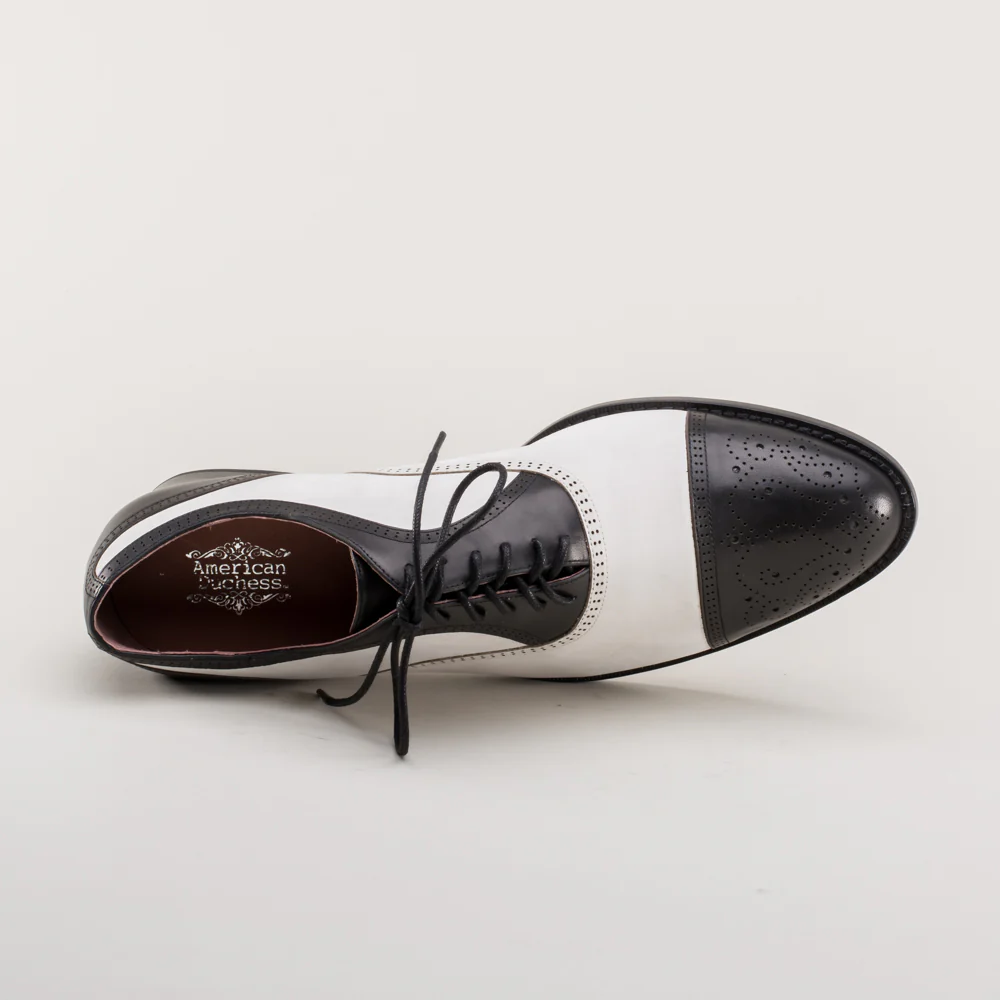 Dandy Men's Vintage Cap Toe Oxfords (Black/White) - Image 11