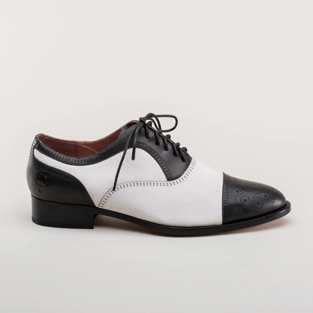 Dandy Men's Vintage Cap Toe Oxfords (Black/White) - Image 3