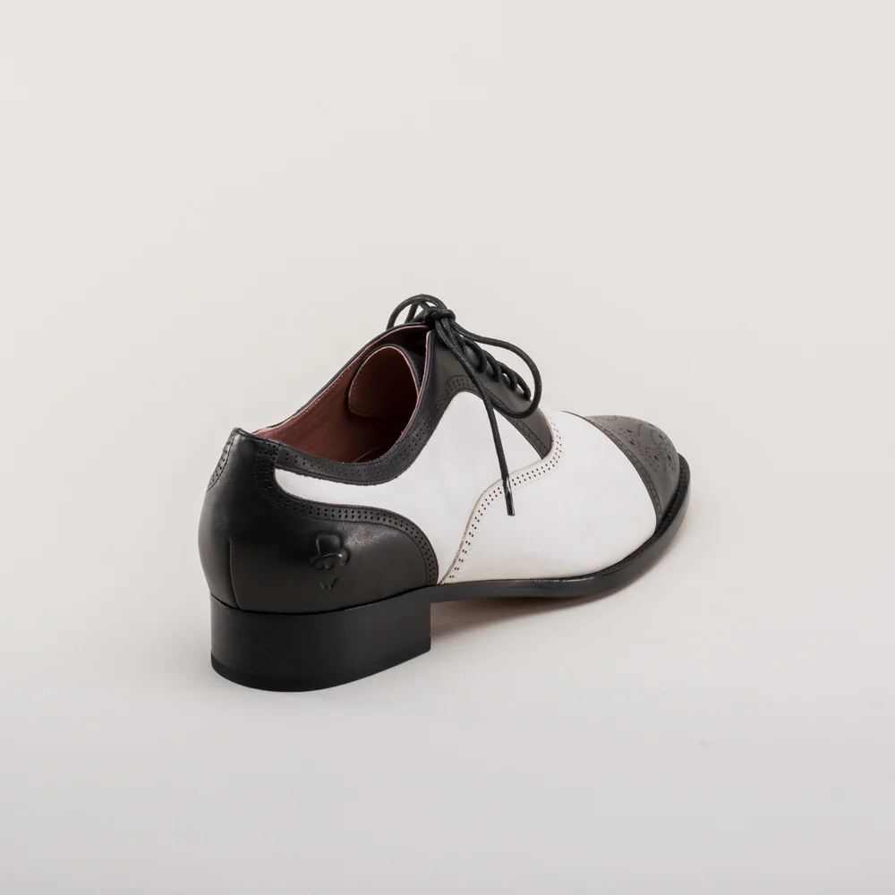 Dandy Men's Vintage Cap Toe Oxfords (Black/White) - Image 4