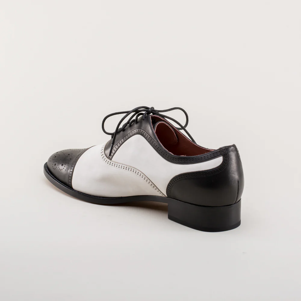 Dandy Men's Vintage Cap Toe Oxfords (Black/White) - Image 6