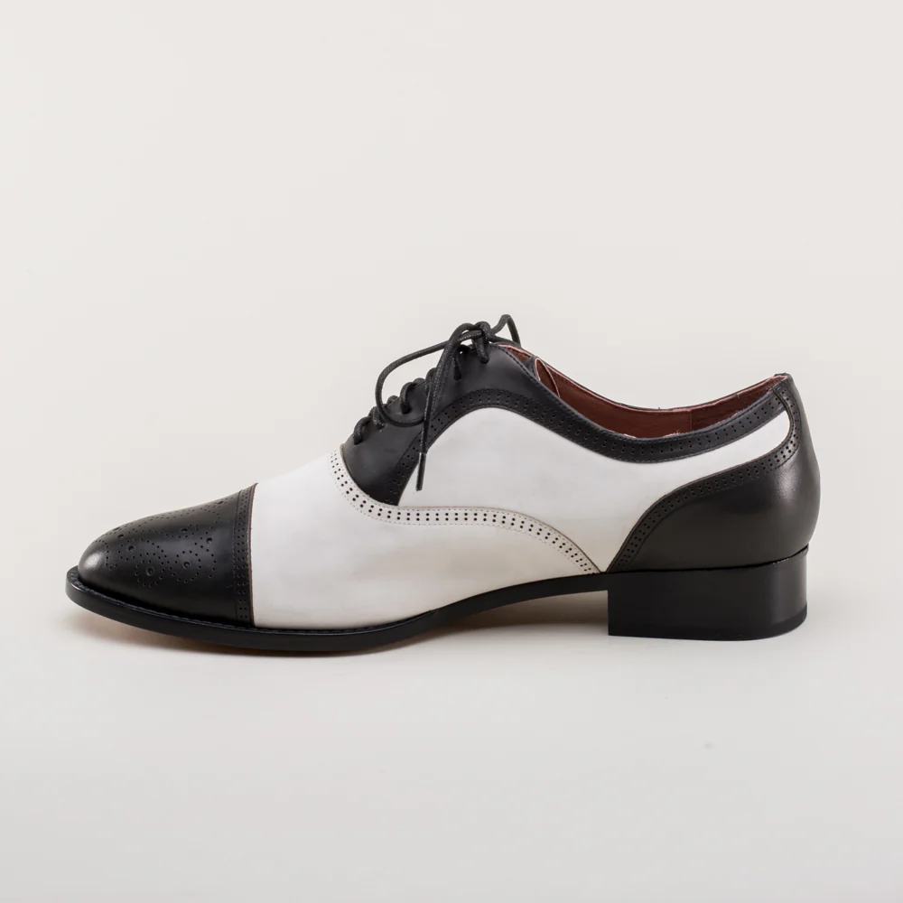 Dandy Men's Vintage Cap Toe Oxfords (Black/White) - Image 7
