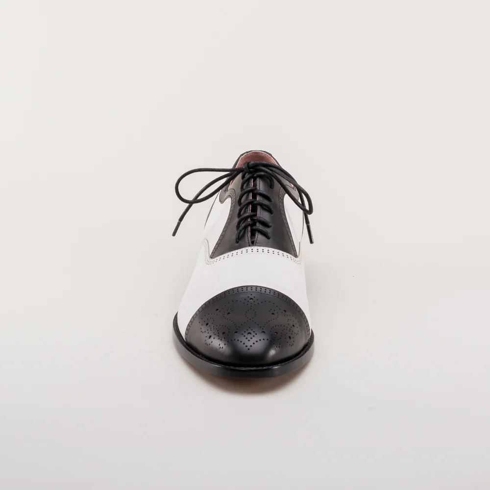 Dandy Men's Vintage Cap Toe Oxfords (Black/White) - Image 9