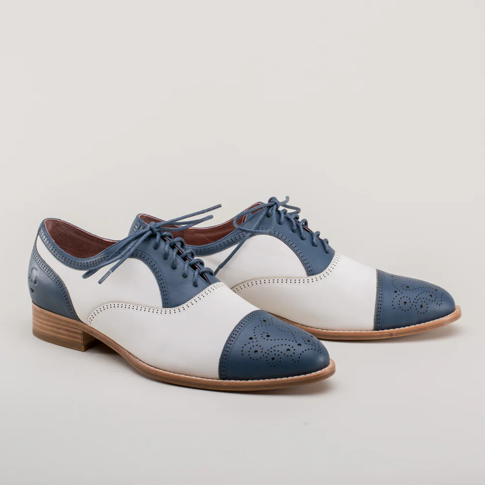 Dandy Men's Vintage Cap Toe Oxfords (Blue/White)