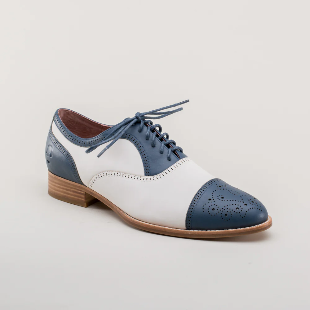 Dandy Men's Vintage Cap Toe Oxfords (Blue/White) - Image 2