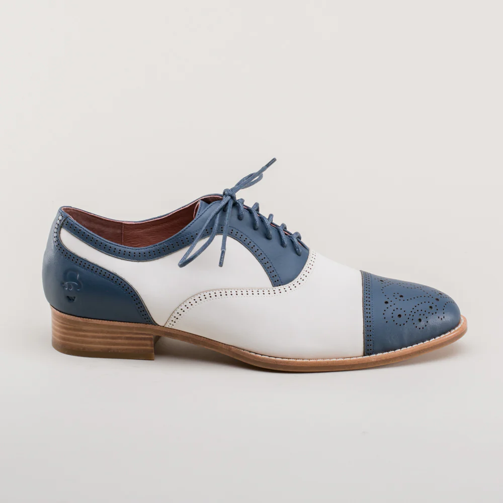 Dandy Men's Vintage Cap Toe Oxfords (Blue/White) - Image 3