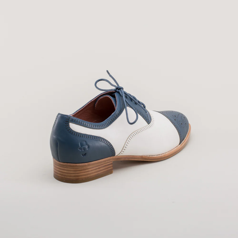 Dandy Men's Vintage Cap Toe Oxfords (Blue/White) - Image 4