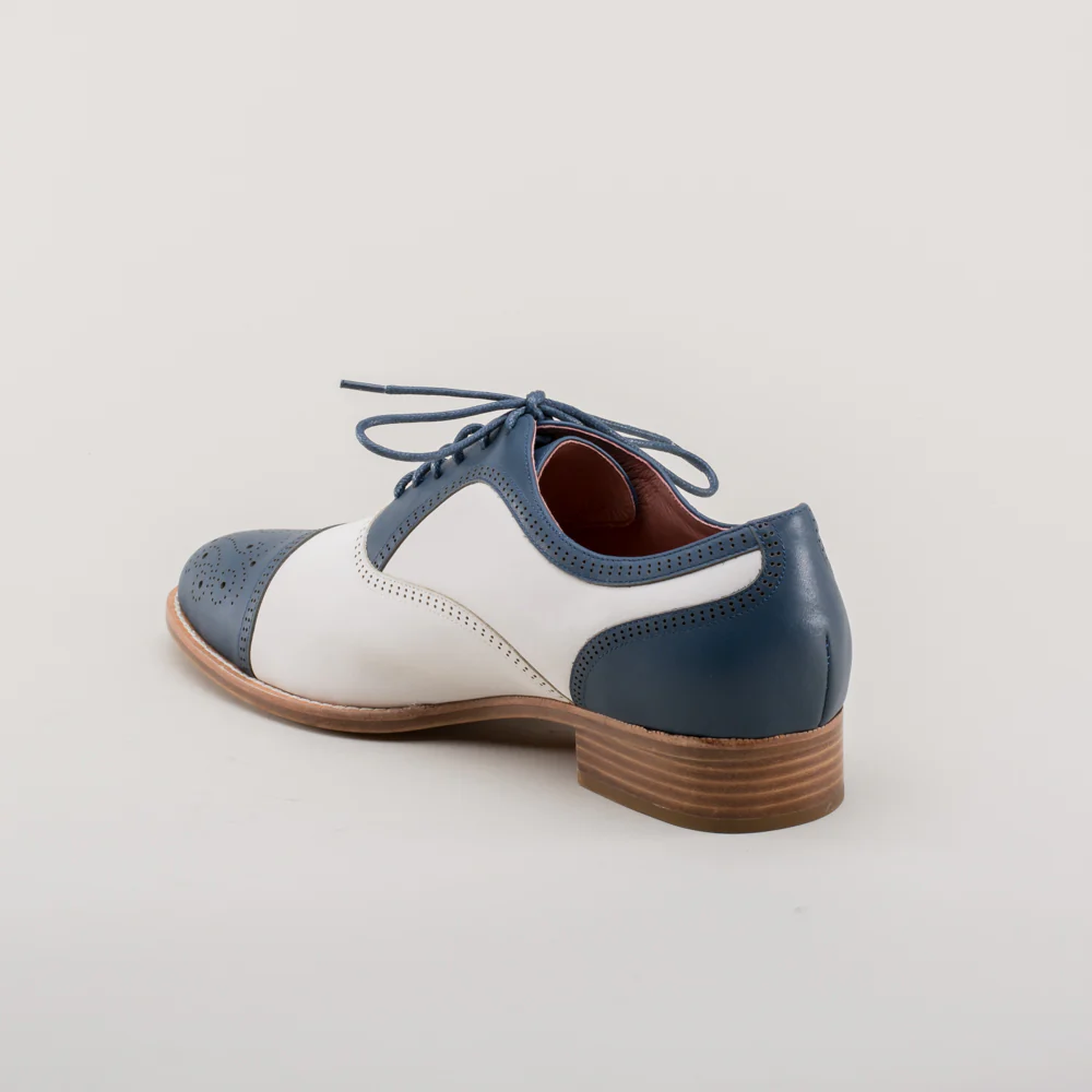 Dandy Men's Vintage Cap Toe Oxfords (Blue/White) - Image 6