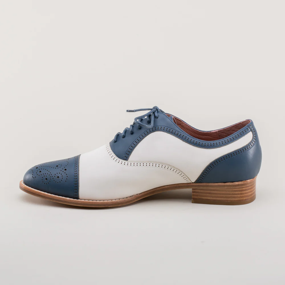 Dandy Men's Vintage Cap Toe Oxfords (Blue/White) - Image 7