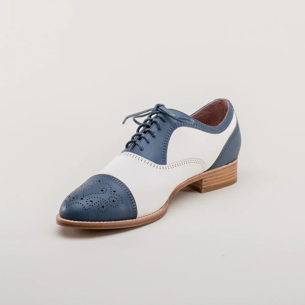 Dandy Men's Vintage Cap Toe Oxfords (Blue/White) - Image 8