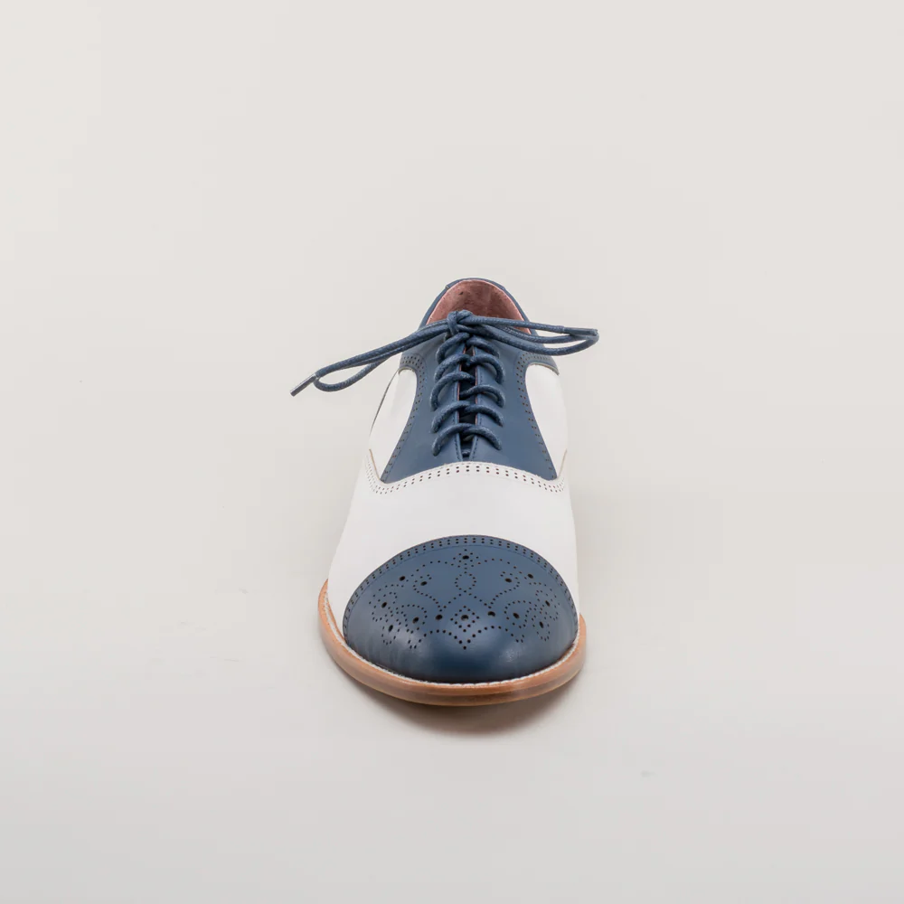 Dandy Men's Vintage Cap Toe Oxfords (Blue/White) - Image 9