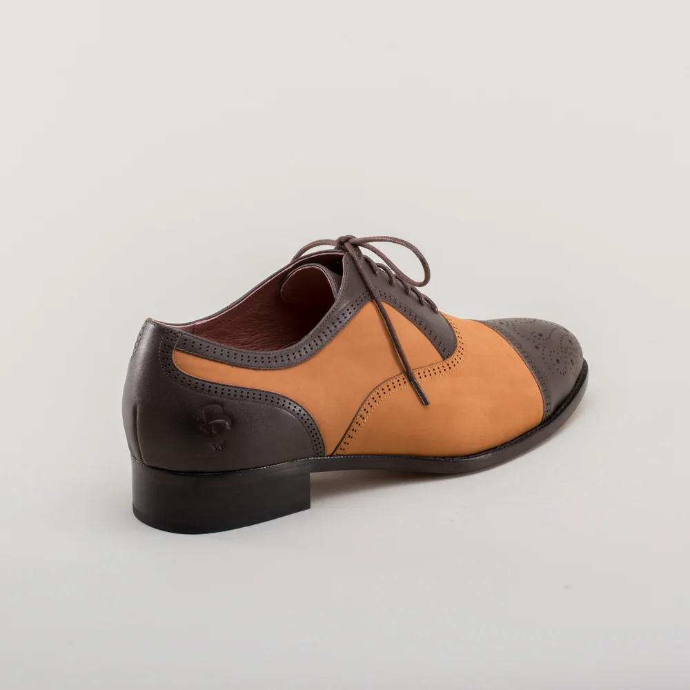 Dandy Men's Vintage Cap Toe Oxfords (Brown/Cognac) - Image 4