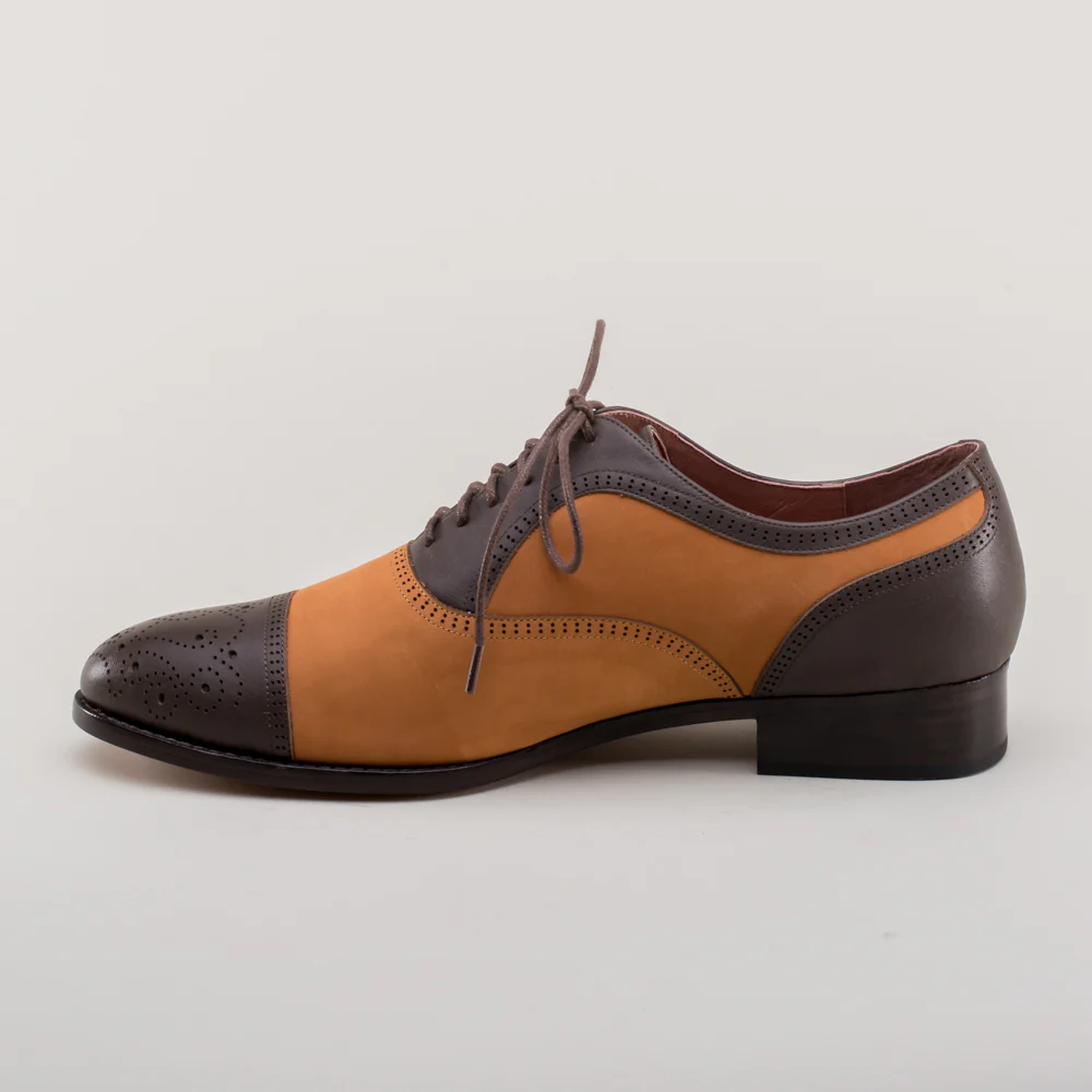 Dandy Men's Vintage Cap Toe Oxfords (Brown/Cognac) - Image 7
