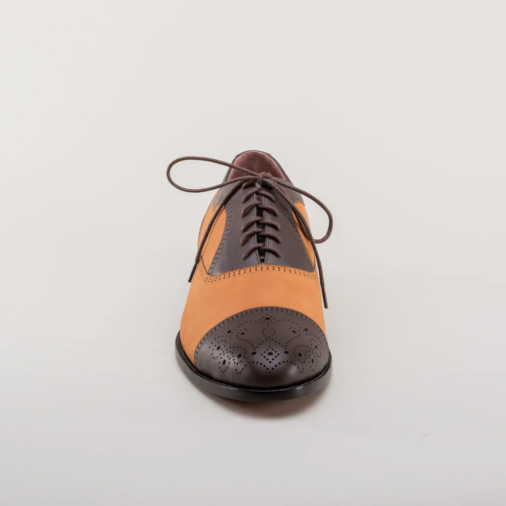 Dandy Men's Vintage Cap Toe Oxfords (Brown/Cognac) - Image 9
