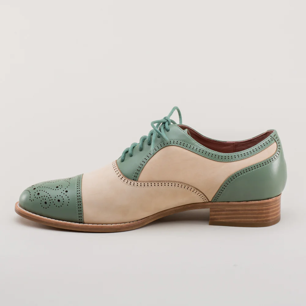 Dandy Men's Vintage Cap Toe Oxfords (Sage/Buff) - Image 7