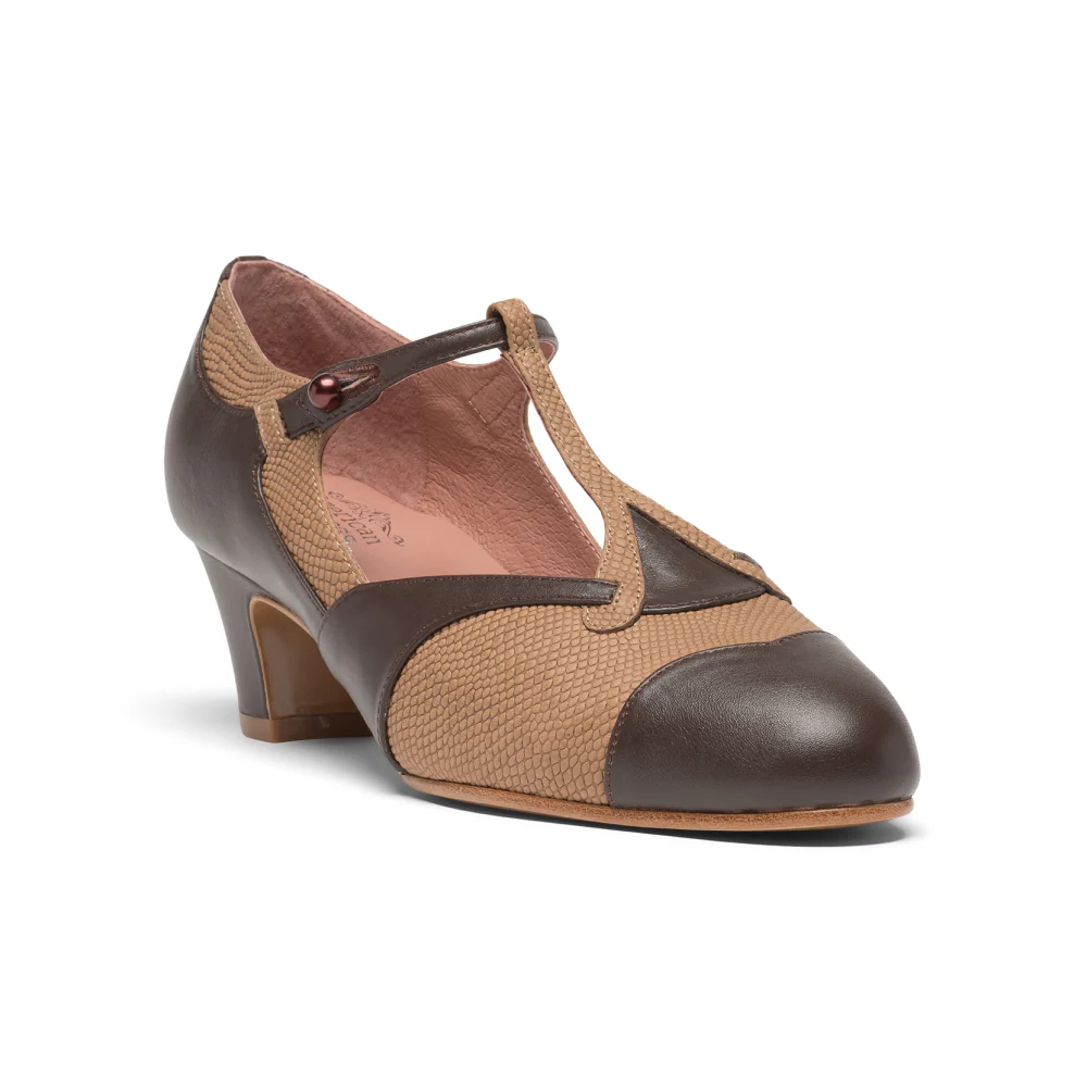 Doris 1920s Pumps Wide (Brown/Tan) - Image 2