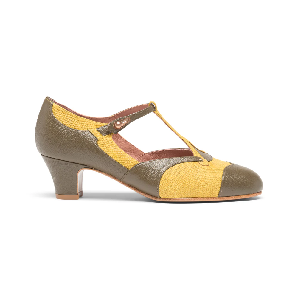 Doris 1920s Pumps (Chartreuse/Olive) - Image 3