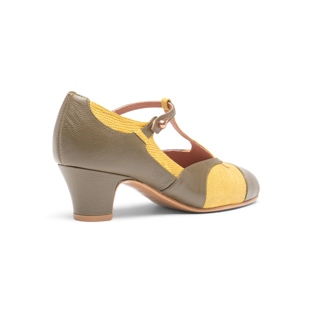 Doris 1920s Pumps (Chartreuse/Olive) - Image 4