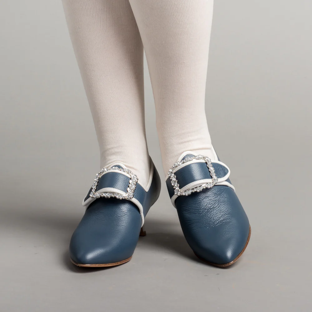 Dunmore 18th Century Shoes (Blue/White) - Image 3