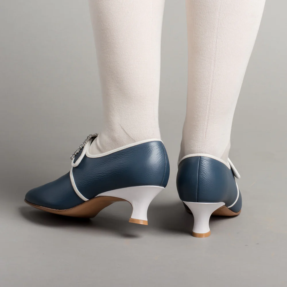 Dunmore 18th Century Shoes (Blue/White) - Image 4